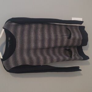 JEANNE PIERRE black & beige long sleeve knit sweater  size M